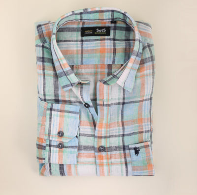 Pastel Mint Green Based Checked Shirt