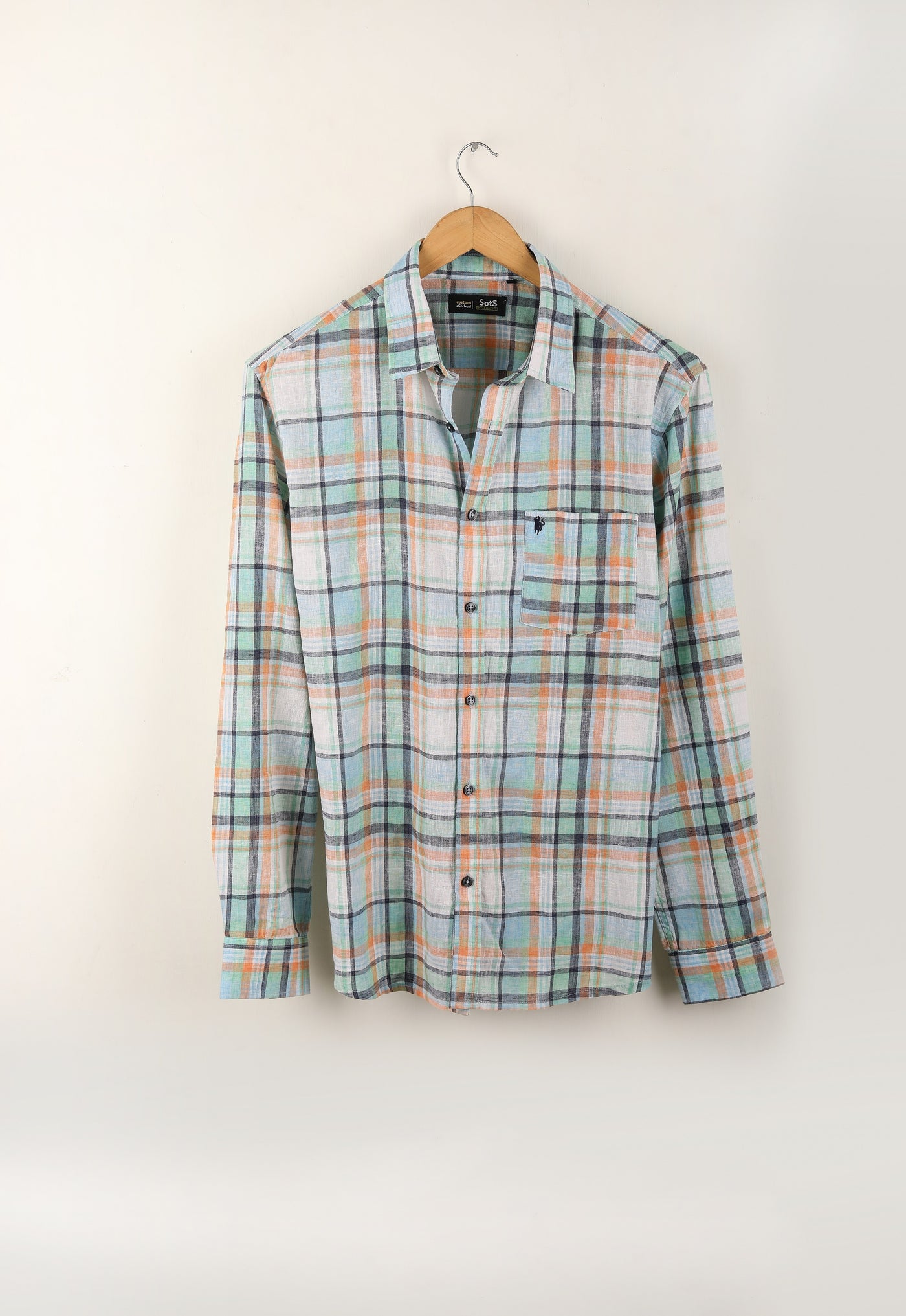 Pastel Mint Green Based Checked Shirt